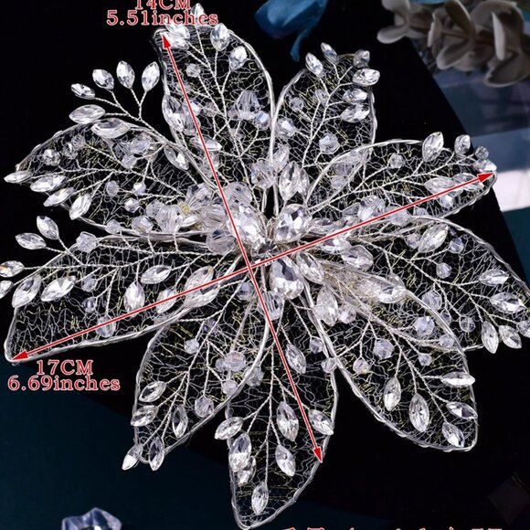 ⛄️⛄️Bridal inlaid rhinestone headdress hairpin/wedding flower shape - Picture 2 of 6